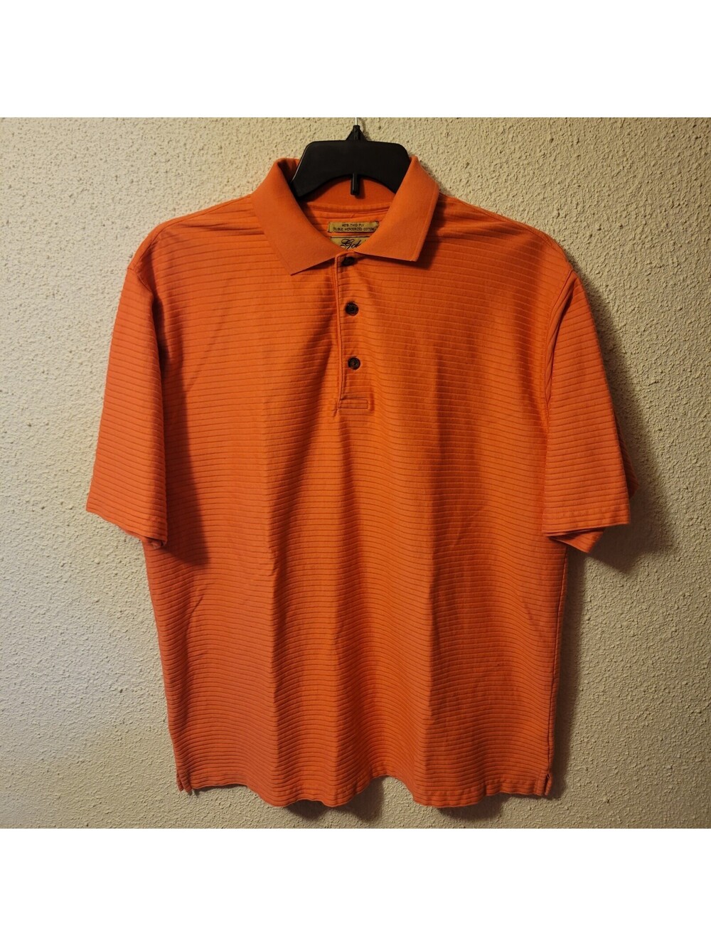 Tri-Mountain Gold Monogram Polo Shirt Men's Large Orange Double-Ply Cotton Shirt